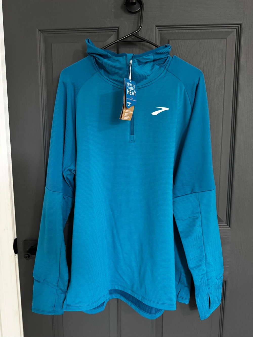 NWT Brooks Notch Thermal Hoodie 2.0 Men’s XL Dark Ocean Blue Running Top